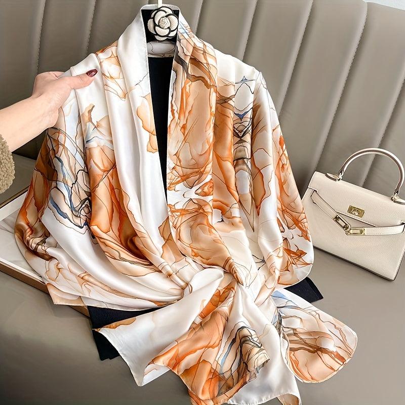 Vintage Tie Dye Print Scarf Classic Satin Warm Shawl Silk Scarves Sunscreen