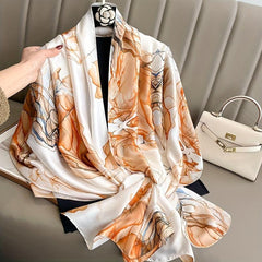 Vintage Tie Dye Print Scarf Classic Satin Warm Shawl Silk Scarves Sunscreen