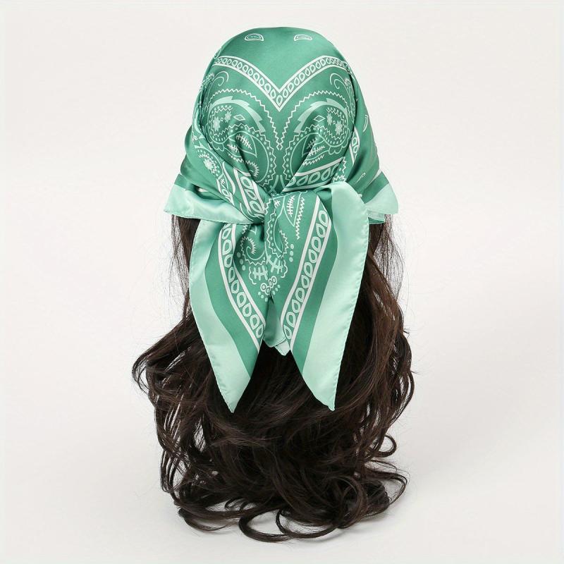 Casual Paisley Print Bandana Classic Satin Square Scarf For Women