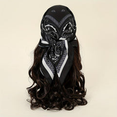 Casual Paisley Print Bandana Classic Satin Square Scarf For Women