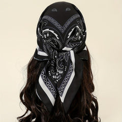 Casual Paisley Print Bandana Classic Satin Square Scarf For Women