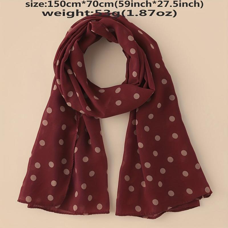Polka Dot Chiffon Scarf Solid Shawl Head Wrap