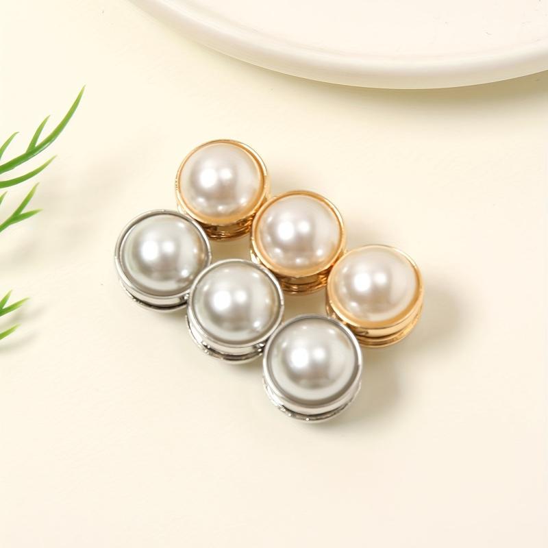 6pcs Faux Pearl Magnet Buckle Scarf Clips Casual Shawl Clips Hijab Pin