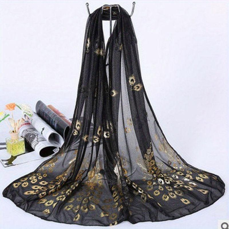 Phoenix Hot Stamping Chiffon Scarf Solid Classic Shawl Breathable