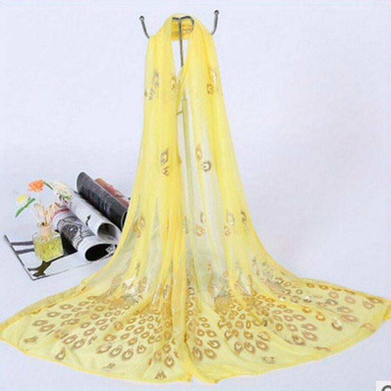 Phoenix Hot Stamping Chiffon Scarf Solid Classic Shawl Breathable