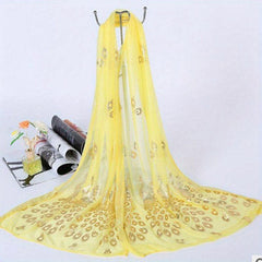 Phoenix Hot Stamping Chiffon Scarf Solid Classic Shawl Breathable