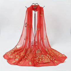 Phoenix Hot Stamping Chiffon Scarf Solid Classic Shawl Breathable