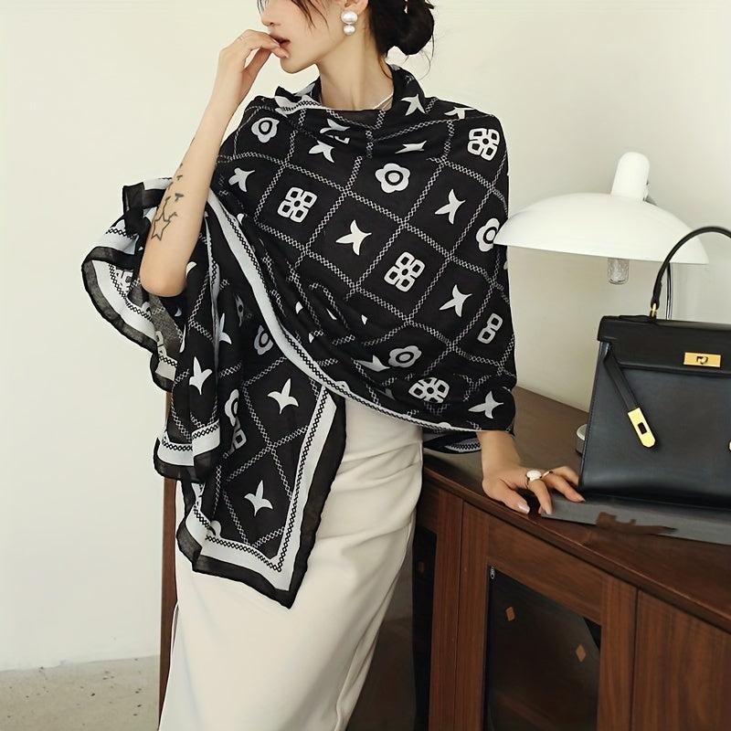 Geometric Print Large Scarf Classic Shawl for Women