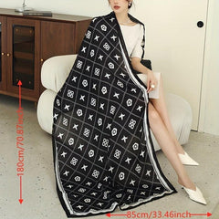 Geometric Print Large Scarf Classic Shawl for Women