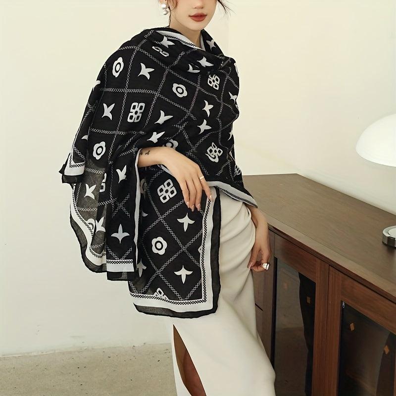 Geometric Print Large Scarf Classic Shawl for Women