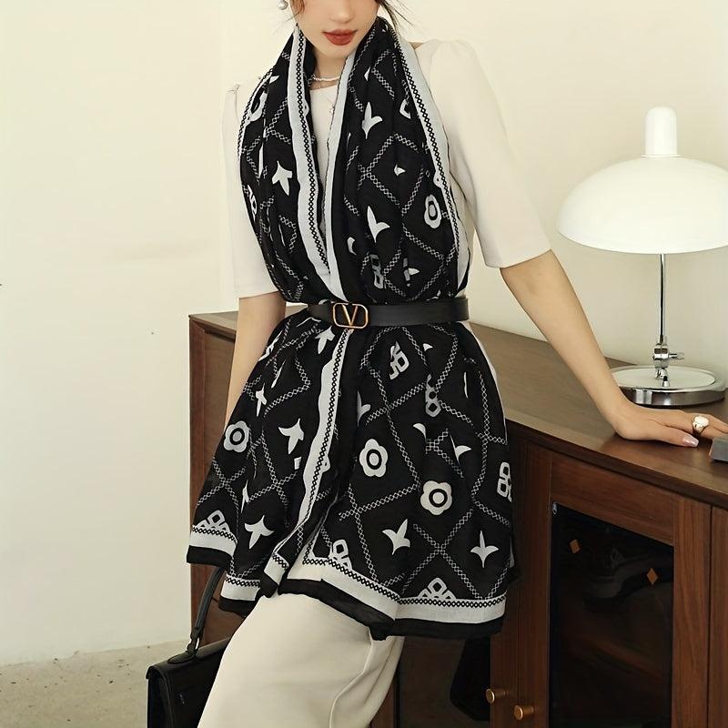 Geometric Print Large Scarf Classic Shawl for Women