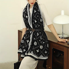 Geometric Print Large Scarf Classic Shawl for Women
