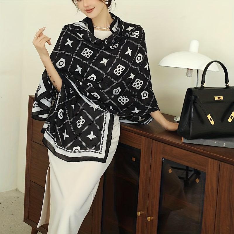 Geometric Print Large Scarf Classic Shawl for Women