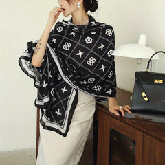 Geometric Print Large Scarf Classic Shawl for Women
