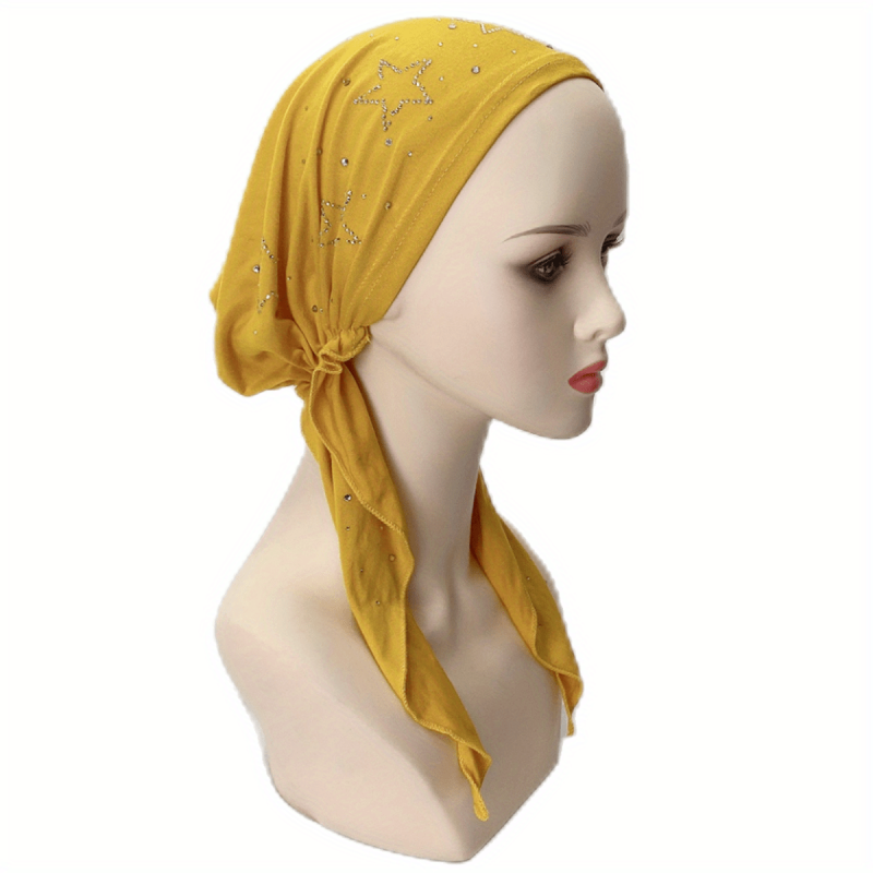 Rhinestone Star Decor Head Wraps Turban Chemo Cap Headwear