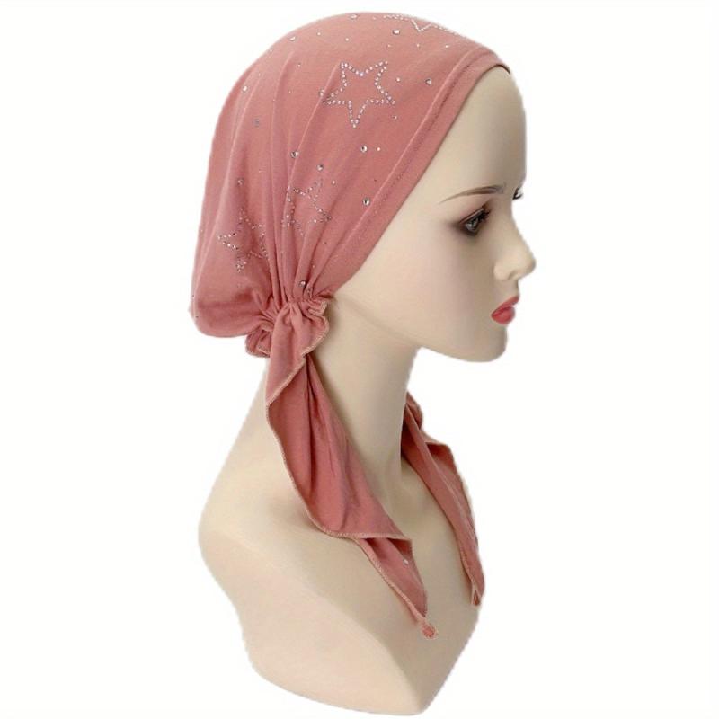 Rhinestone Star Decor Head Wraps Turban Chemo Cap Headwear