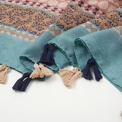 Ethnic Print Tassel Turban Scarf Retro Warm Shawl