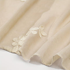 Beige Flower Embroidery Scarf Hijab Shawl Windproof Head Wraps Bandana