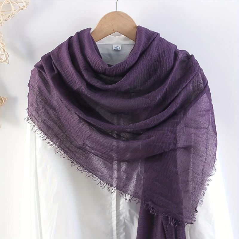 Solid Wrinkle Headscarf Thin Breathable Scarf Sunproof Casual Outdoor Bandana