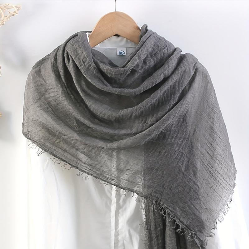 Solid Wrinkle Headscarf Thin Breathable Scarf Sunproof Casual Outdoor Bandana