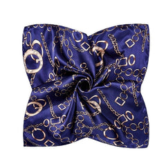 Square Satin Scarf Chain Print Neckerchief Hair Wrap