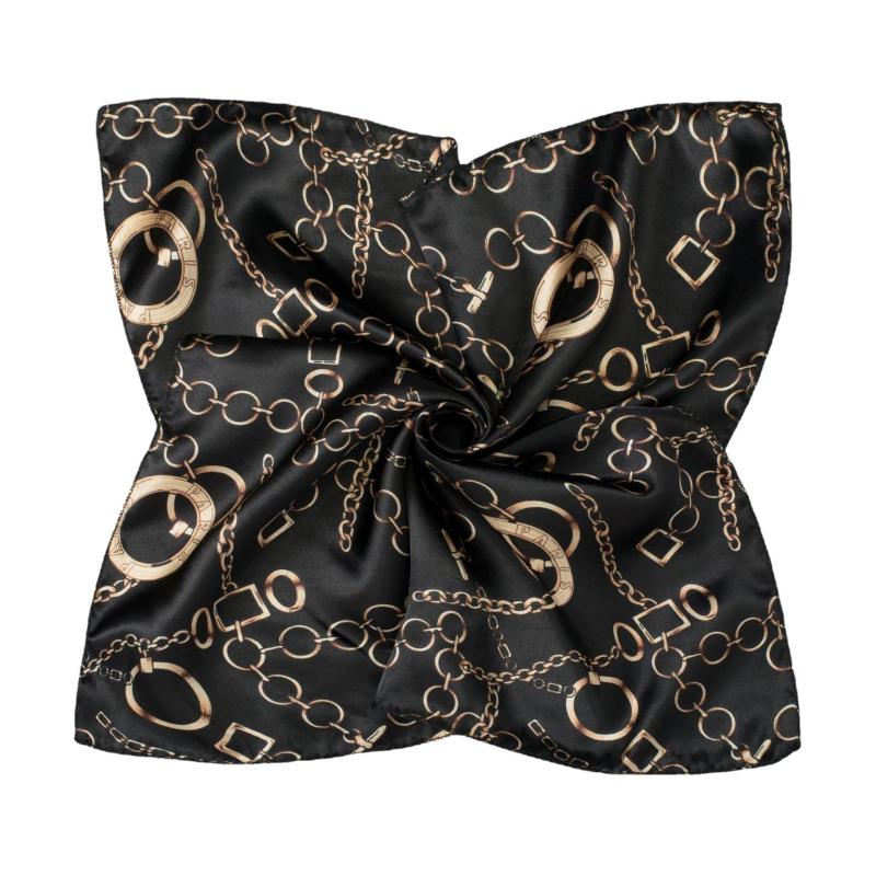 Square Satin Scarf Chain Print Neckerchief Hair Wrap