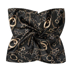 Square Satin Scarf Chain Print Neckerchief Hair Wrap