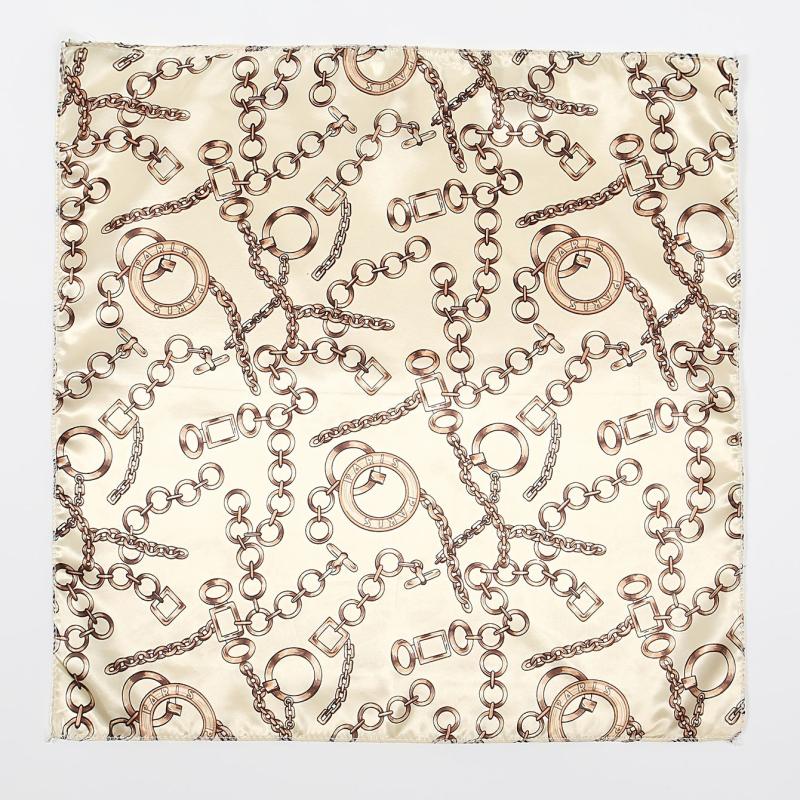 Square Satin Scarf Chain Print Neckerchief Hair Wrap