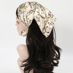 Square Satin Scarf Chain Print Neckerchief Hair Wrap