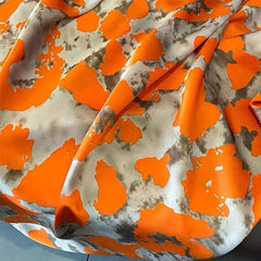 Orange Camo Floral Print Silk Scarf Head Wrap Beach Towel