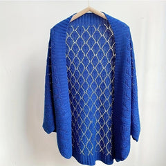 Hollow Out Knitted Cardigan Solid Outwear Shawl Casual Wrap