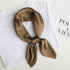 Plain Silk Bandana Solid Square Scarf Neckerchief Casual Head Wrap Hair Accessor