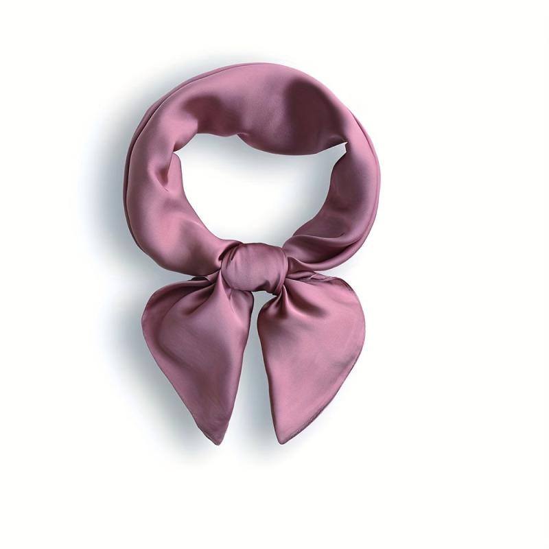 Plain Silk Bandana Solid Square Scarf Neckerchief Casual Head Wrap Hair Accessor