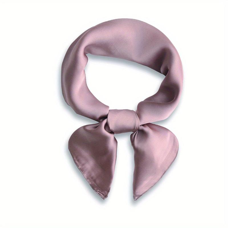Plain Silk Bandana Solid Square Scarf Neckerchief Casual Head Wrap Hair Accessor