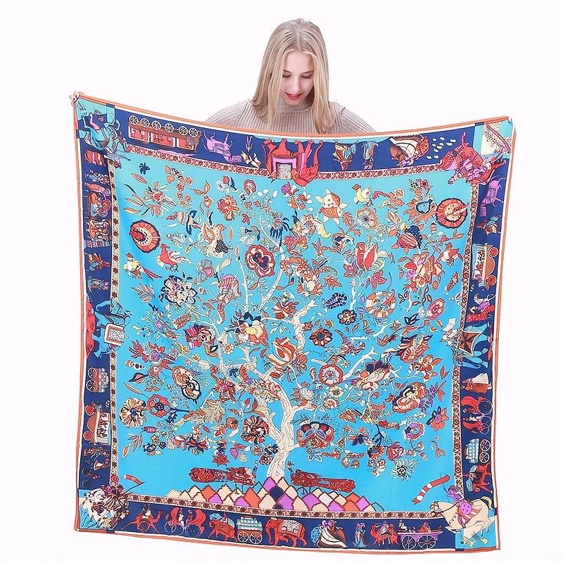 Graphic Tree Bandana Silk Tube Top Casual Shawl Scarf Wrap