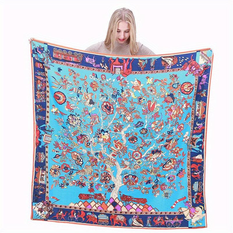 Graphic Tree Bandana Silk Tube Top Casual Shawl Scarf Wrap