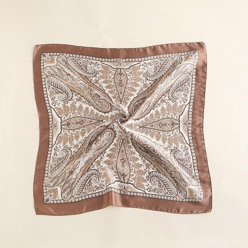 Paisley Print Scarf Solid Square Neckerchief Head Wrap Sunscreen Shawl