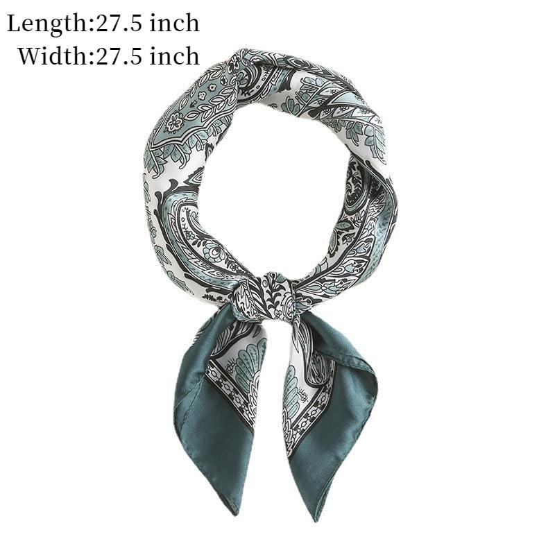 Paisley Print Scarf Solid Square Neckerchief Head Wrap Sunscreen Shawl