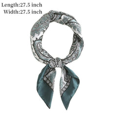 Paisley Print Scarf Solid Square Neckerchief Head Wrap Sunscreen Shawl