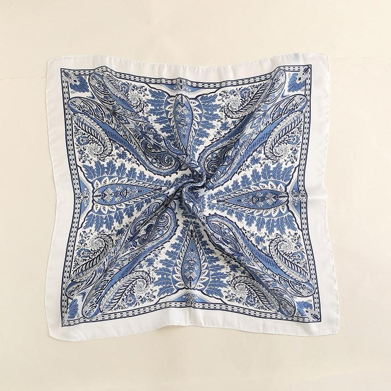 Paisley Print Scarf Solid Square Neckerchief Head Wrap Sunscreen Shawl