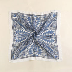 Paisley Print Scarf Solid Square Neckerchief Head Wrap Sunscreen Shawl