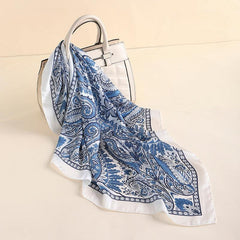 Paisley Print Scarf Solid Square Neckerchief Head Wrap Sunscreen Shawl