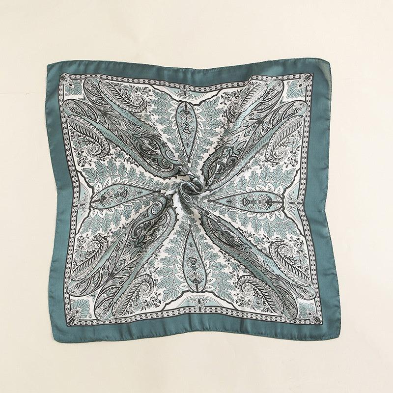 Paisley Print Scarf Solid Square Neckerchief Head Wrap Sunscreen Shawl