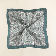Paisley Print Scarf Solid Square Neckerchief Head Wrap Sunscreen Shawl