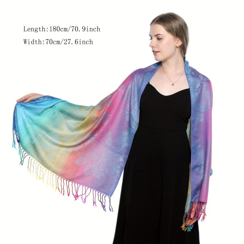 Peacock Feather Jacquard Large Scarf Gradient Tassel Shawl Windproof Beach Towel