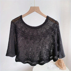 Lace Knitted Shawl Spring & Summer Hollow Wrap Windproof Cape