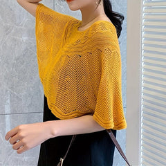 Lace Knitted Shawl Spring & Summer Hollow Wrap Windproof Cape
