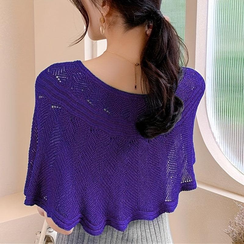 Lace Knitted Shawl Spring & Summer Hollow Wrap Windproof Cape