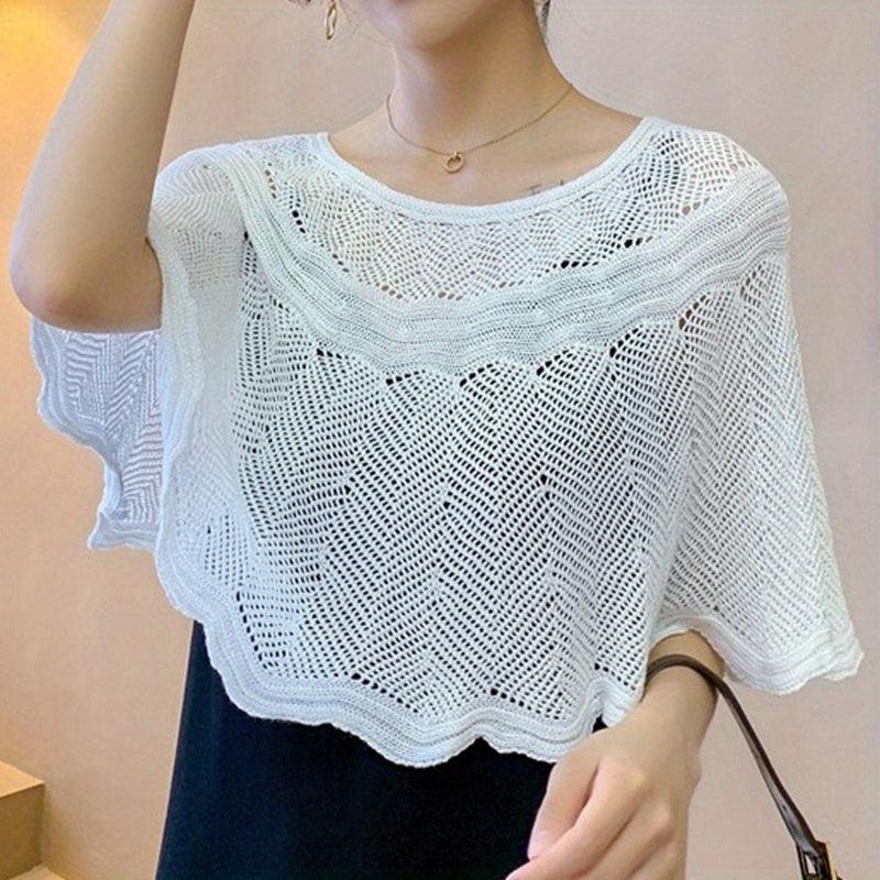 Lace Knitted Shawl Spring & Summer Hollow Wrap Windproof Cape