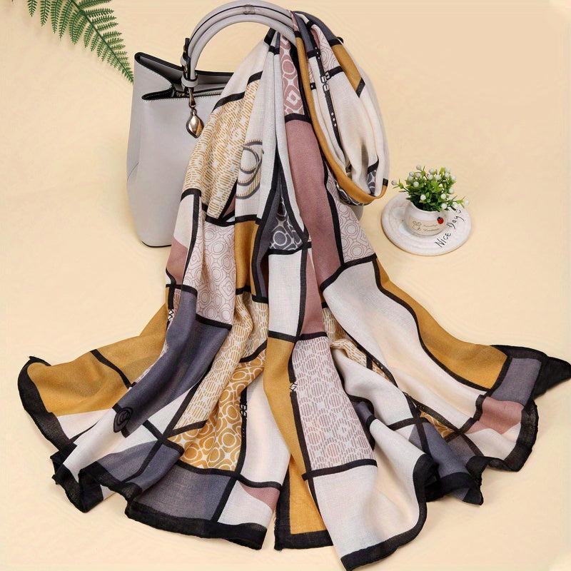 Stylish Block Scarf Casual Shawl Classic Windproof Warm Head Wrap